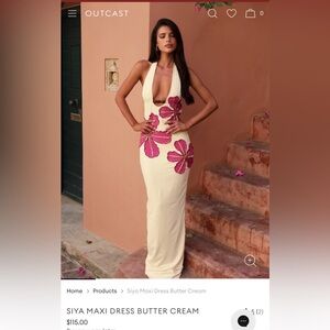 Outcast Cream and Pink Floral Backless Maxi Dress